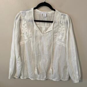House of Harlow 1960 Cotton Embroidered Peasant Top